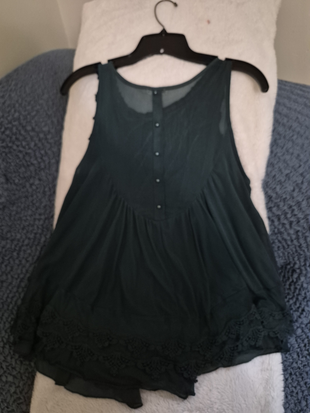 Ultra Pink Teal Crochet Yoke Tank Top - Picture 3 of 8